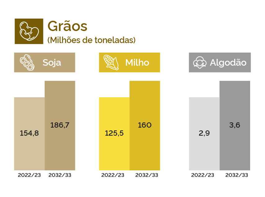 Produção de grãos brasileira deverá chegar a 390 milhões de toneladas nos próximos dez anos